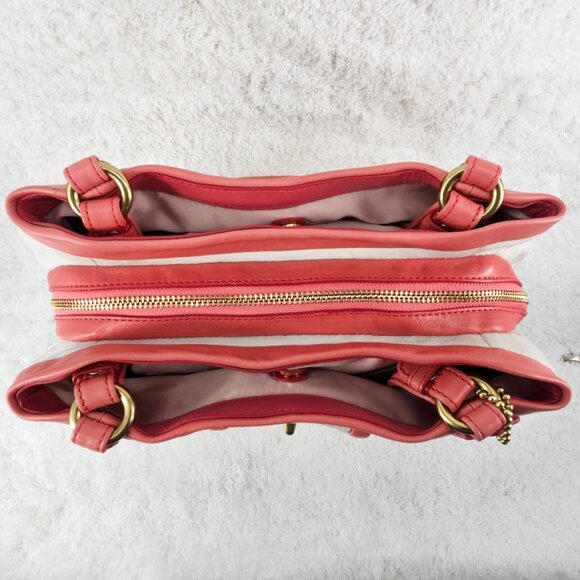 COACH 13601 Cricket Chalk Coral Leather Double Handle Satchel Shoulder Bag - Picture 11 of 16
